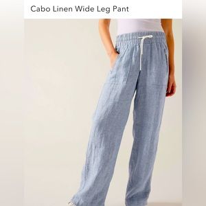 Athleta Cabo Blue Linen Pant 4P